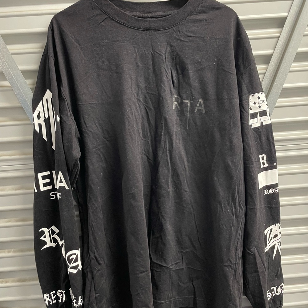 RtA Black Long Sleeve Tee with Graphic Details